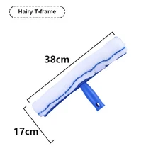 53인치 긴 손잡이가 있는 유리 브러시 창문 청소 스퀴지 전문가용 물때 제거 도구 (욕실용), 02 Hairy T-frame