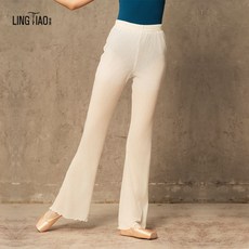 성인 여성 메쉬 레이어드 와이드 롱팬츠 슬림 발레 무용 연습복 요가 겸용 하의