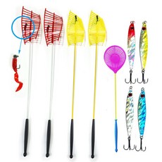 N송어채비 4인세트 송어낚시세트(견지대+지그헤드+웜) 4개+얼음뜰채 1개+제스트메탈 4개