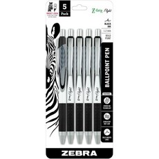 Zebra Pen Z-Grip Flight 접이식 볼펜 볼드 포인트 1.2mm 블랙 잉크 학용품 교사 용품 및 사무용품 부드러운 쓰기 빠른 건조 5팩 (21915), Black B