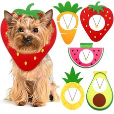 Huhumy 5피스 귀여운 강아지 사랑스러운 코스튬 사진 부스 소품 조절 가능한 애완동물 과일 모양 모자 헤드기어 갈기 의상 신축성 있는 코드 애완 동물 새끼 고양이 파티 펠트, 소형