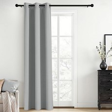 Yakamok 침실용 암막 커튼 거실용 그로밋 단열 햇빛 차단 패널 1개(96.5 x 213.4cm(38 84인치) 라이트 그레이) 143775