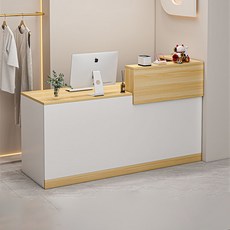 계산대 수납형프론트 안내데스크 상담테이블 미용실 네일숍 카운터 업소용 카운터테이블, 좌저우고, 화이트+옐로우