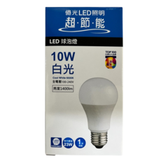 LED 10W電球/865 1400LM超高效-億光, 白光, 1個