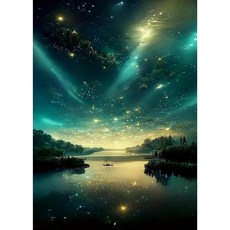 디모아 DIY 보석십자수 라운드 비즈 30 x 40 cm, 1세트, 별빛이 내리는 강