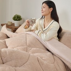 KURUA 겨울 양면 극세사 이불세트 포근함 이불/패드/베개커버 세트