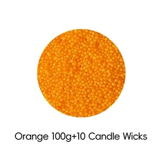 100g 눈송이 왁스 펄 컬러 크리에이티브 왁스 샌드 DIY 캔들 액세서리 프리미엄 샌드 페인팅 공예 용품, 01 Orange 10Wicks