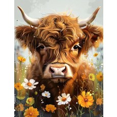 Naykow Aurora Borealis 성인용 다이아몬드 페인팅 키트 풀 드릴 5D 다이아몬드 아트 키트 DIY 다이아몬드 페인팅 번호 30.5 x 40.6cm(12 x 16, Highland Cow