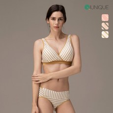 후크랩 스트라이프 수유브라&팬티 세트