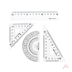 위로올라 투명 문구 각도기 삼각자 4종세트