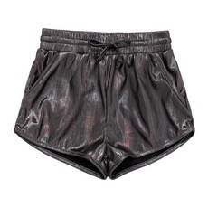 여아용 메탈릭 쇼츠 스파클 핫팬츠 샤이니 댄스 의상 운동복 반바지 스트라이프 그레이 5-6세