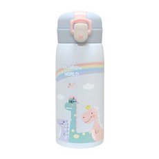 원터치 보온보냉 스텐 공룡 디노 어린이 유치원 초등학생 텀블러, 1개, 350ml, 블루