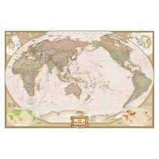 National GeoGRAPHIC 그래픽 World Pacific CenteRed 레드 Wall Map - ExeCUT 컷ive (46 x 30.5 in) (National, National GeoGRAPHIC 그래픽 World,