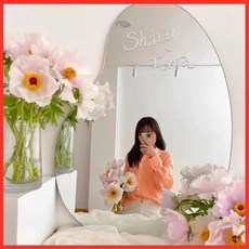 ins風 半身穿衣鏡 全身鏡 壁掛落地鏡 服裝店咖啡店花店臥室適用 芒果異形不規則試衣鏡, 高清芒果鏡40*50cm
