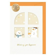 莫莫日貨 日本製 古川紙工 西洋紙開窗卡片 (共6款) 生日賀卡/節慶卡片, 1個, 06.冬季雪人 CS161