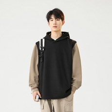 ZPEIZ 남성 후드티 덧옷 레이어드 스타일 두꺼운 기모 봄가을겨울