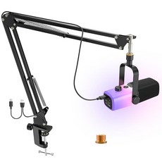 ZealSound 게이밍 마이크 키트 붐 암이 있는 팟캐스트 콘덴서 USB 음소거 버튼이 슈퍼카디오이드 에코 볼륨 증가 노브 휴대폰 PC용 모니터 조정블랙, RGB, RGB.