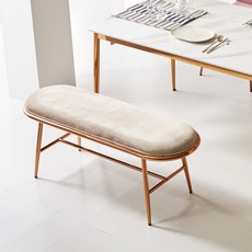 퍼니츠 렌느 벨벳 패브릭 2인 식탁 벤치의자 2colors, 1개, 내츄럴베이지