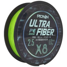 RONiN 獵漁人 ULTRA FIBER X8 PE線 200米 日本原絲 八股編織, 螢光綠, 2.5號, 1個