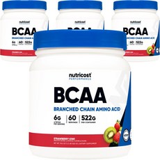 nutricost BCAA支鏈胺基酸補充粉 草莓奇異果口味, 522g, 4罐