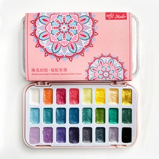 台灣發貨 統編 限時下殺 詩色水彩 顔料 日式珠光水彩 色萬能百搭水彩顔料 乾式水彩 珠光水彩 指甲彩繪 水彩暈染, 珠光啓繪 曼陀星黛