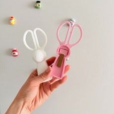 HARUH 일본정품 미니토끼 자석가위 마그넷가위 2P, 1세트, 화이트,핑크