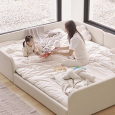 아씨방가구 슬림 저상형 패밀리침대 네스트형 SS+Q, 파스텔화이트