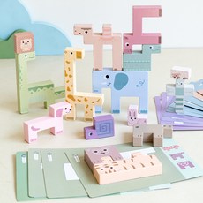CPC 木製卡通動物立體積木 幼兒早教益智玩具, 積木玩具, 1個