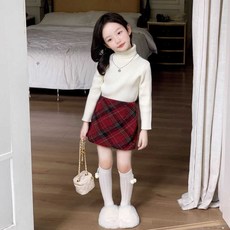 小不點兒 女童韓版套裝 兒童毛衣馬甲長袖高領毛衣 秋冬季新款 中小童