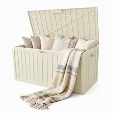 NEW 야외보관함 290L 수납 정리함 플라스틱 조립식창고 택배보관함 데크박스 수납 벤치 정원정리 베란다정리, N_290L아이보리