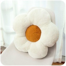 無品牌 花朵抱枕 毛絨玩具玩偶 靠墊 可愛女孩禮物, 白色花墊 五瓣兔毛款 ,30釐米 水晶絨面料不推薦