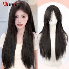 AOSI 금발 트윈 공주 자연 짧은 머리 합성 가발 여성용 앞머리 내열성 프레 헤어, 86, 1개