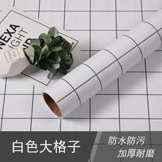 防水防潮 pvc格子厚牆紙自粘大學生宿舍男女牆貼壁紙寢室裝飾家用台灣熱銷, 1個, 白色大格子,60cm*1米