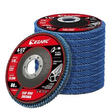 EZARC 12 40 그릿 플랩 디스크 각도 그라인더용 제거 마감 연마 제거를 위한 5인치 8인치 T27 고밀도 점보 지르코니아 샌딩, 80 GRIT (10 pcs), Standard Version