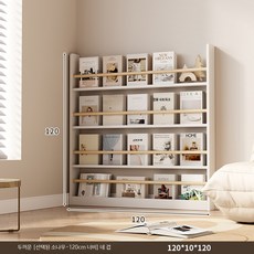 슬림 벽선반 책장 책꽂이 진열 수납 선반형 거실 침실 인테리어, 1단, T_120cm 폭 6층 소나무