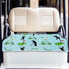 ORIGACH 대부분의 2인용 카트용 범용 골프 카트 시트 커버 흥미로운 골프 장면 패턴 골프 카트 시트 타월 담요 시트를 시원하고 편안하게 유지 100% 극세사 76.