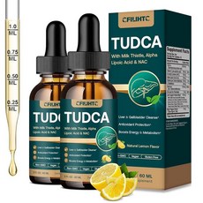 TUDCA 담즙염 1200mg (타우루소데옥시콜산) 순수 보충제 및 담낭 정화 회복 높은 흡수 레몬 59.1ml(2온스) 2팩 256476, 4 Fl Oz (Pack of 1)