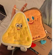 桃園出庫 可愛奶酪掛式手巾 吸水加厚速乾 衛生間廚房毛巾手帕 兒童卡通, 奶酪+吐司【兩條裝】, 1個