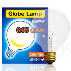 일광전구 백열 볼 전구 G95 40W 투명, 전구색(노란빛), 일광볼G95_40W(불투명), 1개