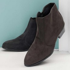 베이직 스웨이드 키높이 미끄럼방지 옆지퍼 앵클 부츠