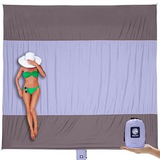 WEKAPO 비치 담요 모래 방지 방수 초대형 매트 오버사이즈 및 컴팩트 프리 매트 빠른 건조 가볍고 내구성이 뛰어나며 6개의 말뚝과 4개의 모서리 포켓이 있습니다, 9x7 FT (1～5 person)