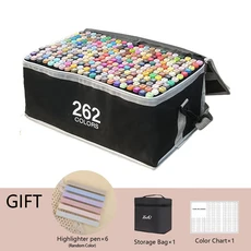 24-262색 알코올 드로잉 마커 이중 팁 영구 아트 스케치 일러스트레이션 학교용품, 11 262 Colors