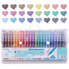 Katze-Tatze 지울 수 있는 젤 펜 24가지 색상 접이식 파인 포인트 펜 클리커 다양한 잉크 학교 사무실 가정 드로잉 필기 플래너 컬러링, Katze-Tatze 지울 수 있는 젤 펜, 24가지