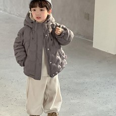 남아 겨울용 보온 아동용 다운 재킷 외출용 후드 상의, 80cm, 그레이 다운 재킷