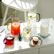 내열유리 저그 5종 녹차통 원형통 업소용 식당물병, 투명 500ml