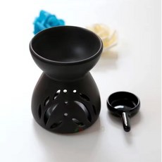 에센셜 오일 버너 캔들 트레이 세라믹 향 램프 블랙 크로스 보더, 검정색