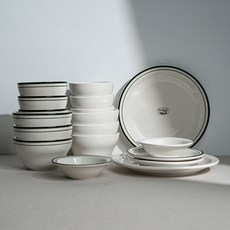 시라쿠스 뉴욕 킹스인 홈식기 집들이 선물 6인 한식세트 18P, 화이트+그린, 1개
