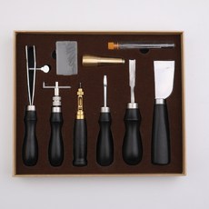 高級皮革工具套裝 手縫皮革皮具 皮革工藝, 1個, 黑色系列盒子尺寸（27*23*4cm