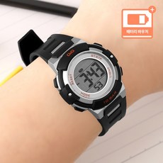 큐앤큐 캐쥬얼 실버블랙 어린이 디지털 아동 방수 우레탄 손목시계