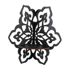 HAIMINGJUN 작은 식물 사진 스피커 등을 올려놓을 수 있는 벽걸이형 코너 선반 블랙 색상 모던한 디자인 장식용 사무실, 목재, 검은색